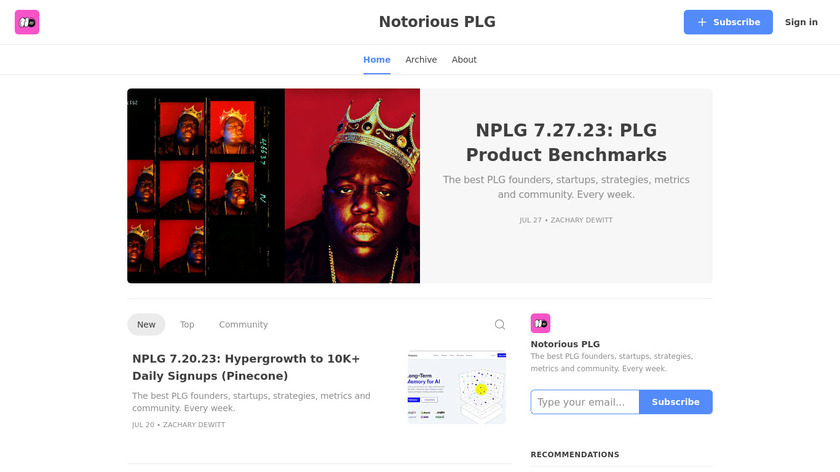 Notorious PLG Landing Page