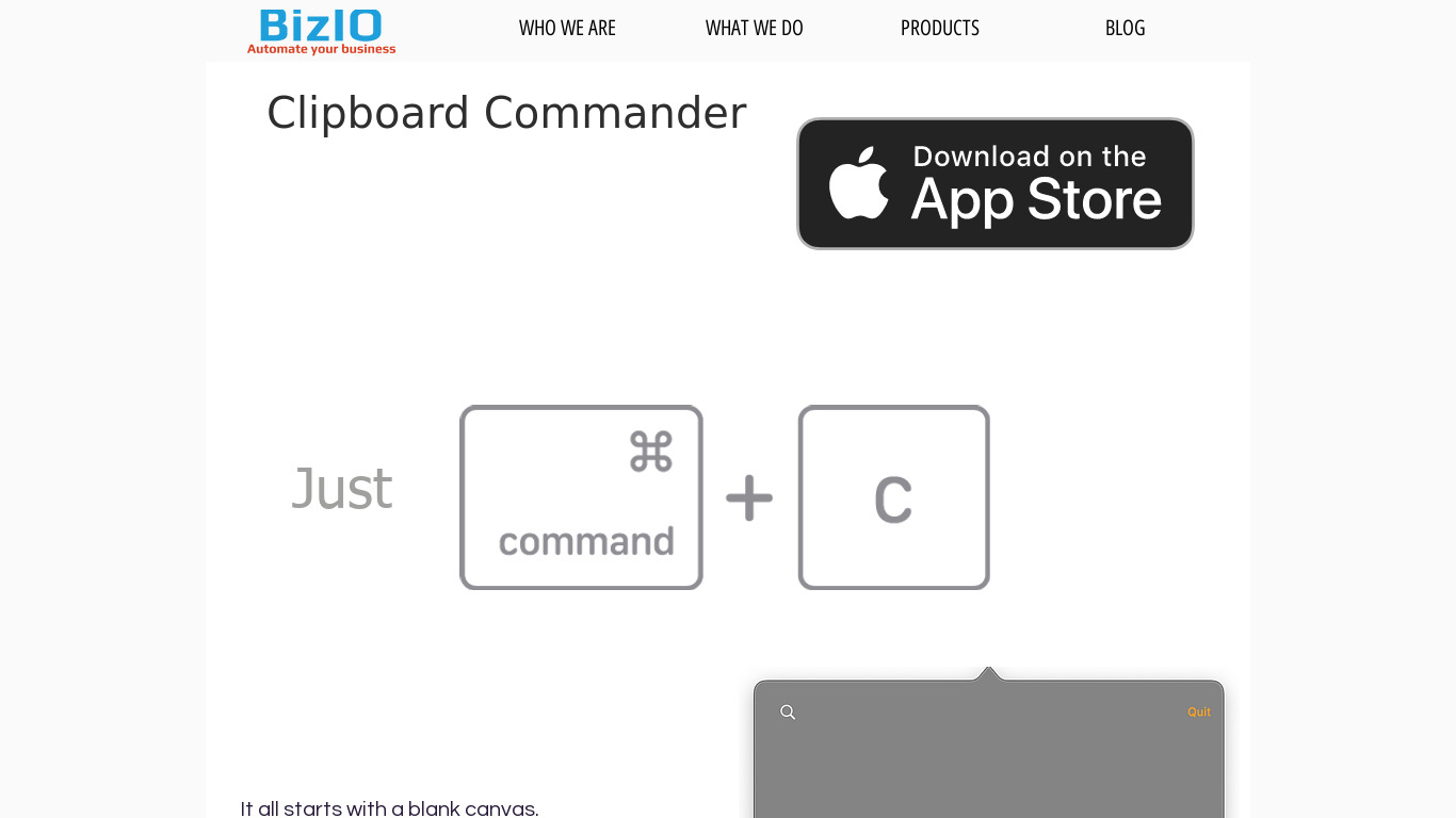 Clipboard Commander Landing page