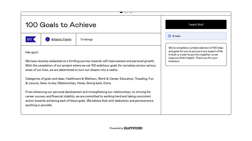 100 Goals to Achieve Landing Page