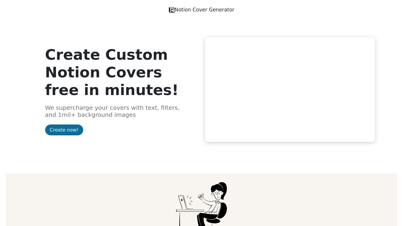 Notion Cover Generator Landing page
