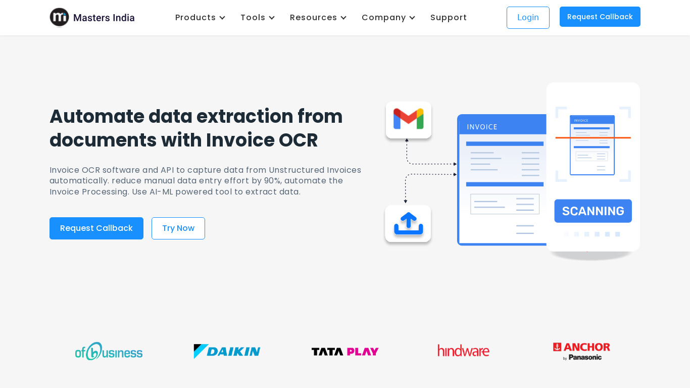 Invoice OCR Landing page