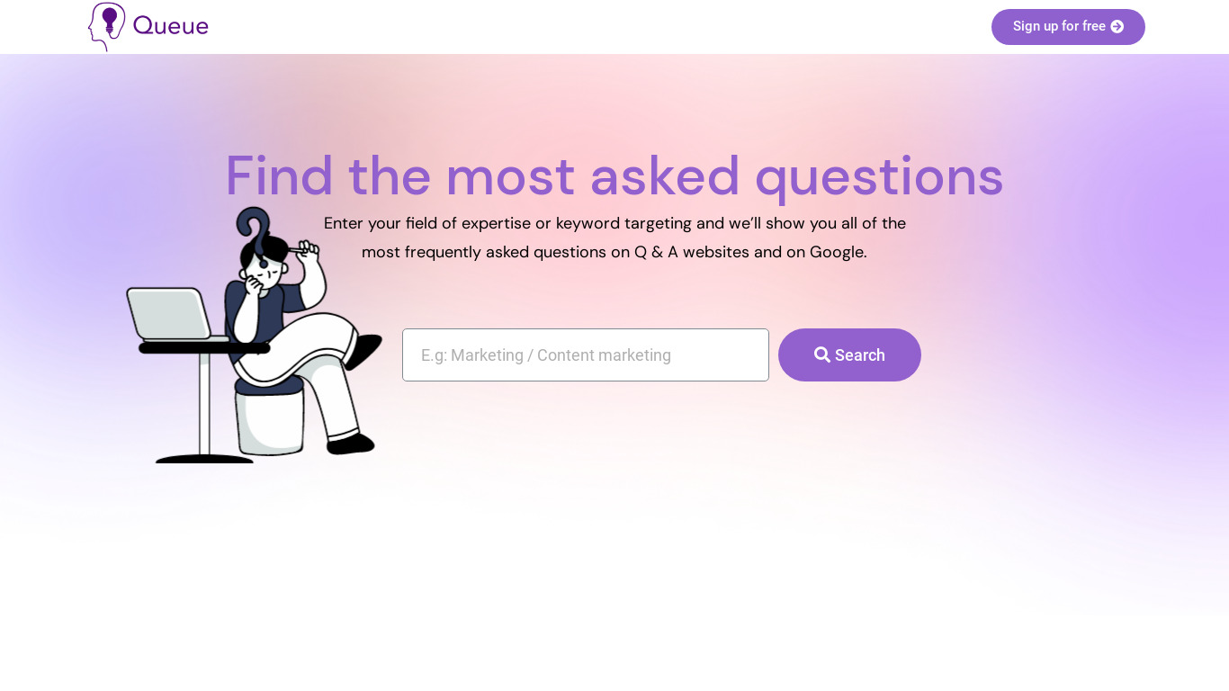 Q-Finder - Question Opportunity Finder Landing page