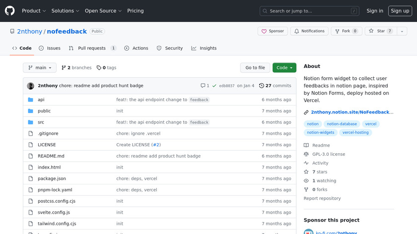 NoFeedback Landing Page