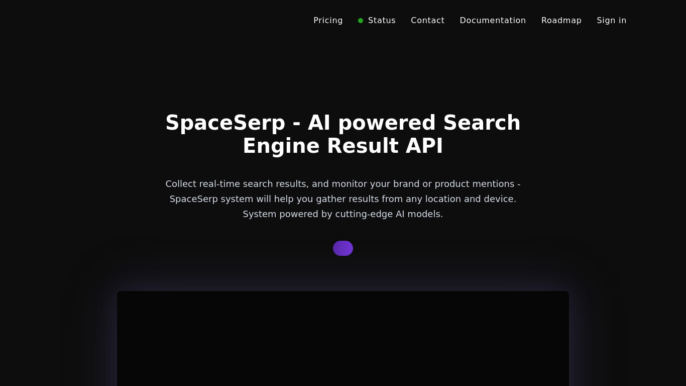 SpaceSerp - Powerful SERP API Landing page