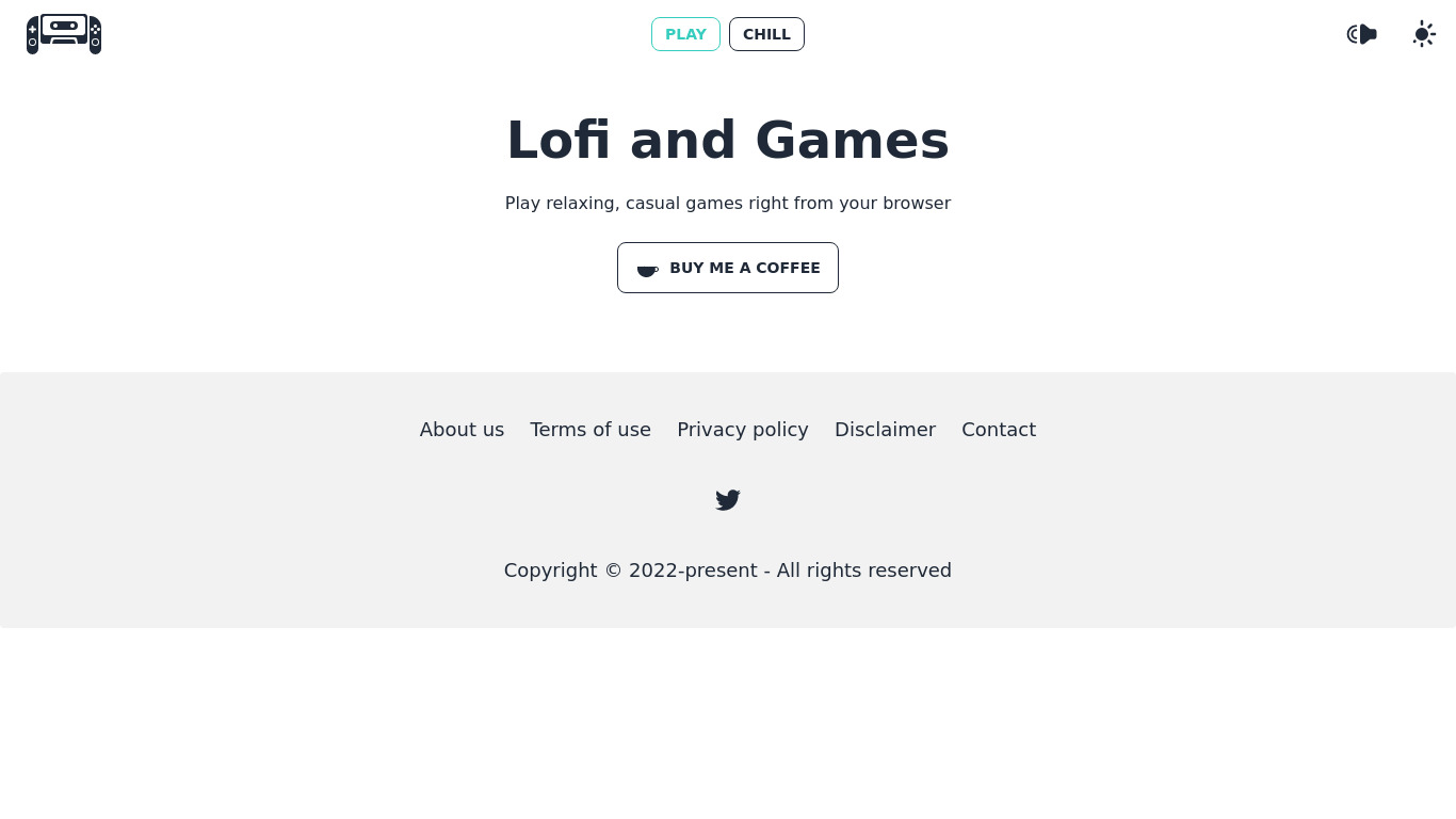 Lofi and Games Landing page