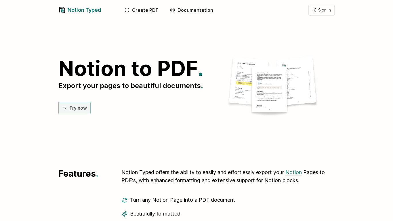 Notion Typed Landing page