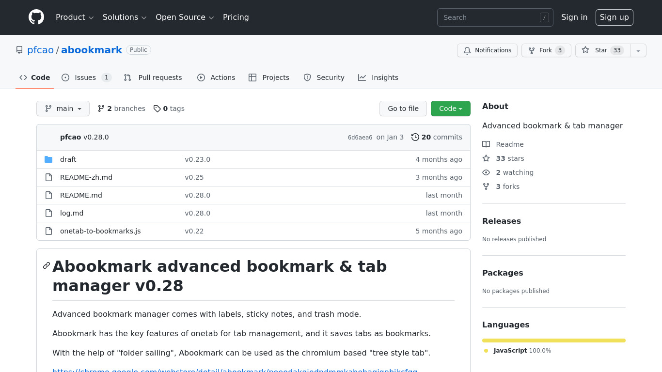 Abookmark Landing page