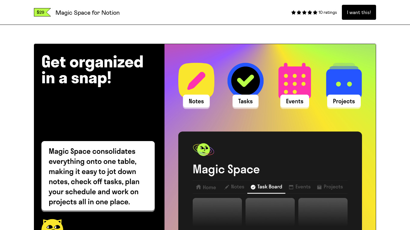 Magic Space for Notion Landing page