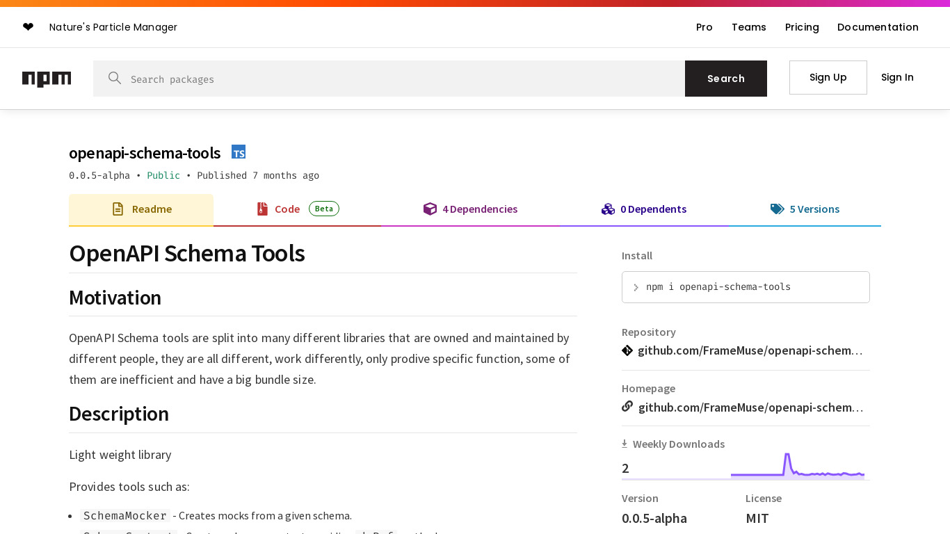 OpenAPI Schema Tools Landing page