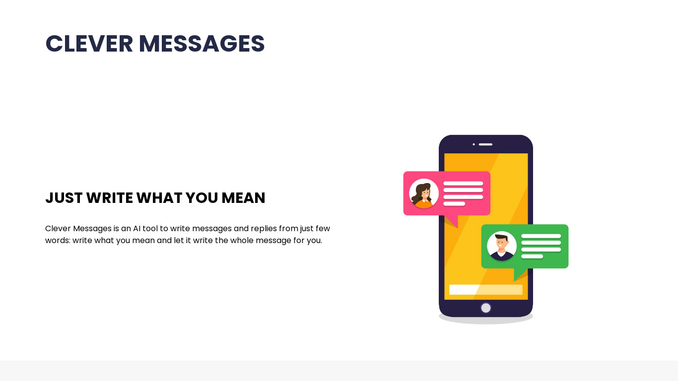 Clever Messages Landing page