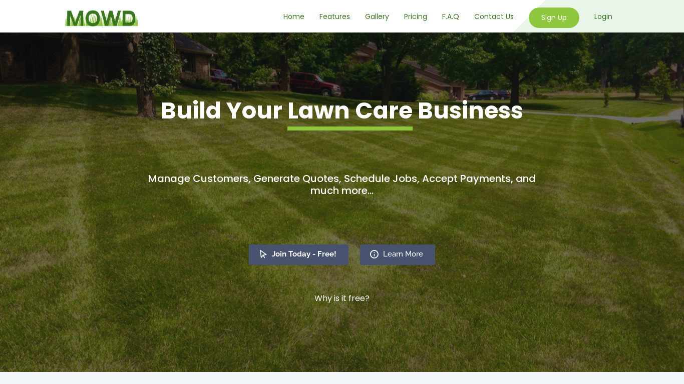 Mowd Lawn Landing page