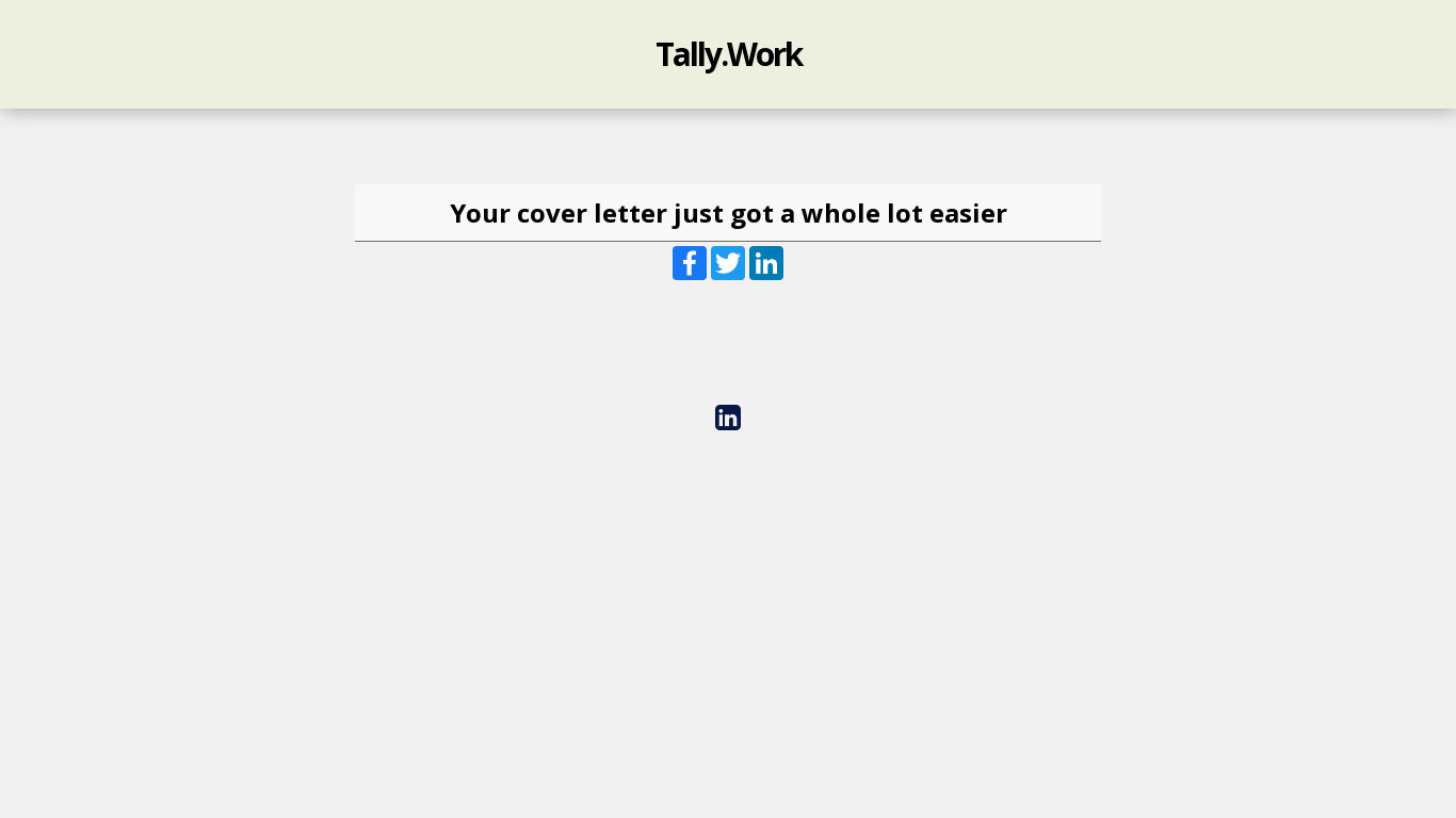 Tally.Work Landing page