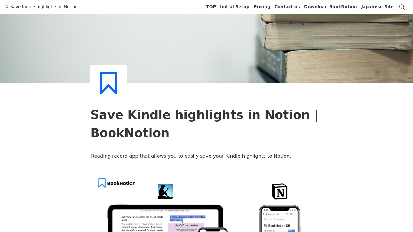 BookNotion Landing page