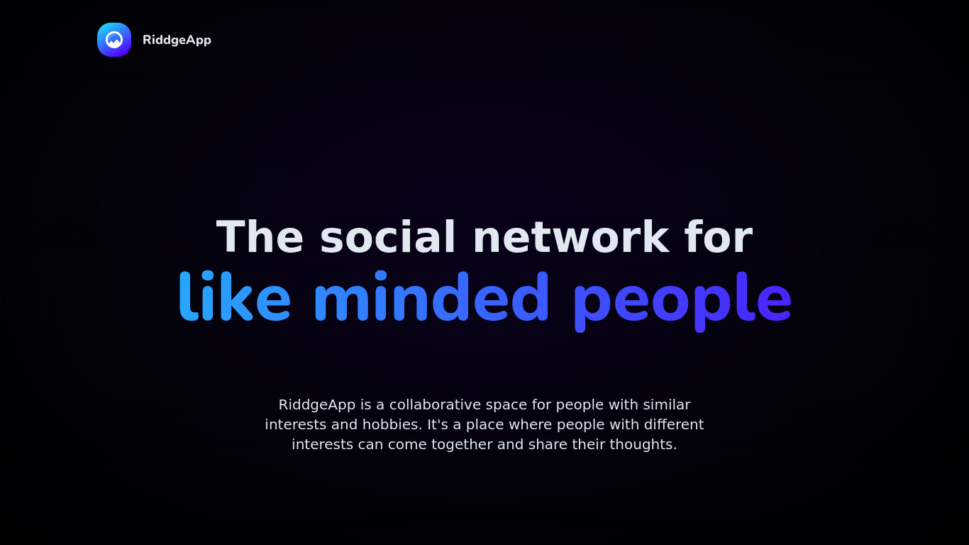 RiddgeApp Landing page