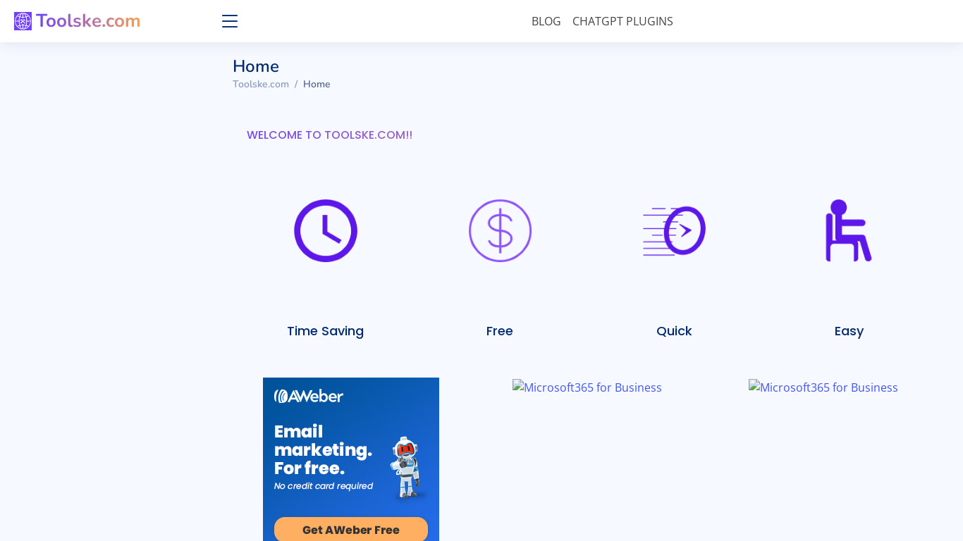 toolske Landing page