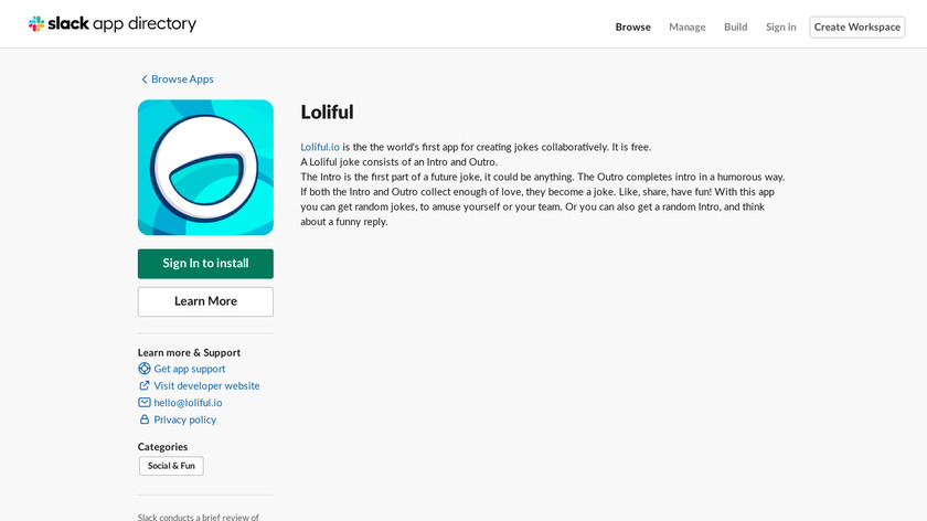 Loliful bot for Slack Landing Page