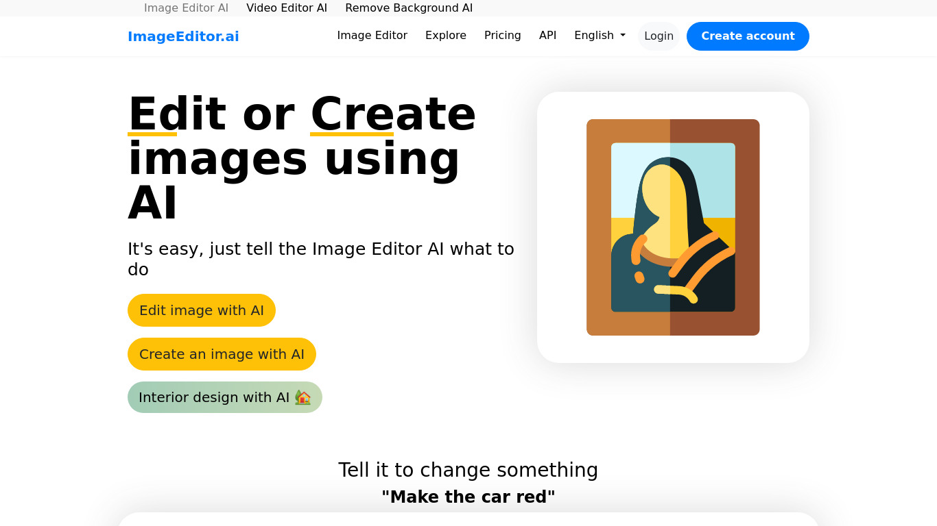 Image Editor AI Landing page
