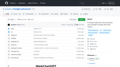 WebChatGPT: ChatGPT with internet access screenshot