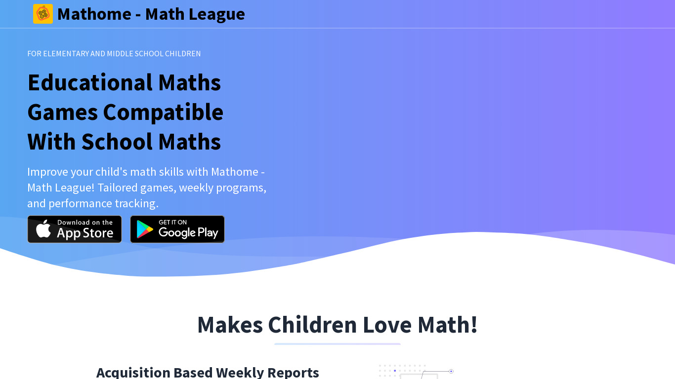 Mathome - Math League Landing page