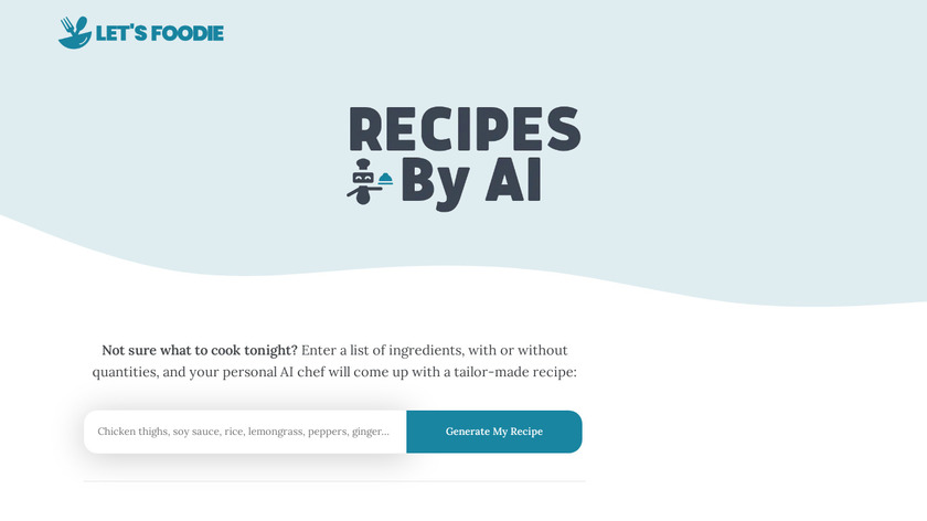 Recipes By AI Landing Page