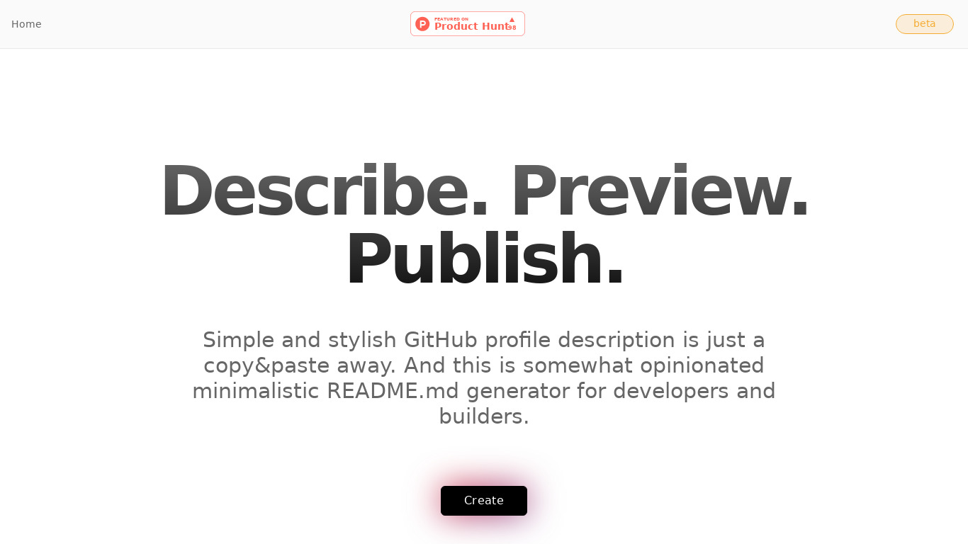 ReadMe-Dev Landing page