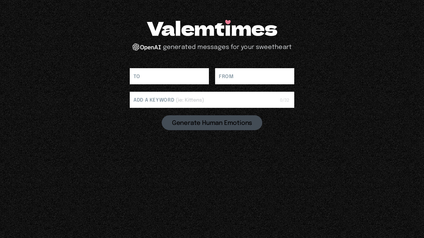 Valemtimes Landing page