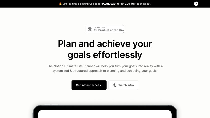 Notion Ultimate Life Planner Landing Page