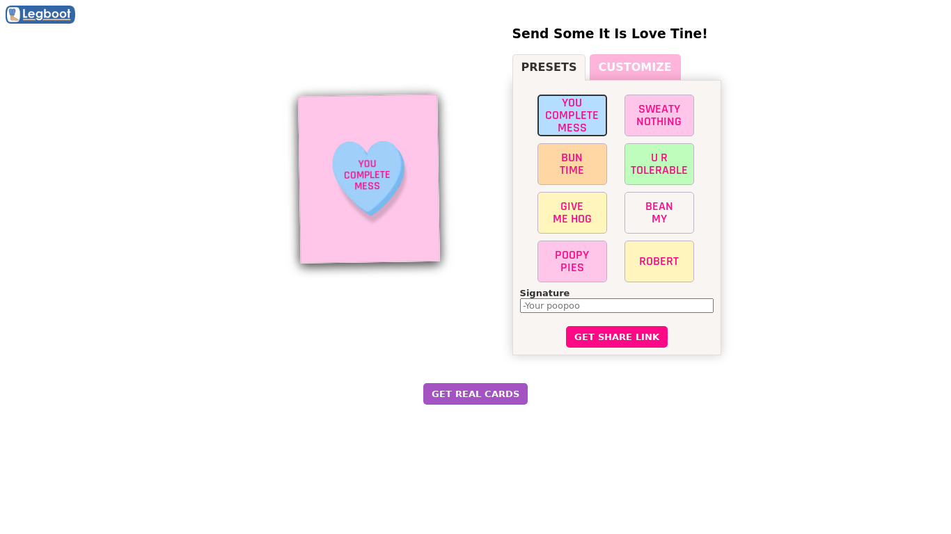 Weird Little Valentines Landing page