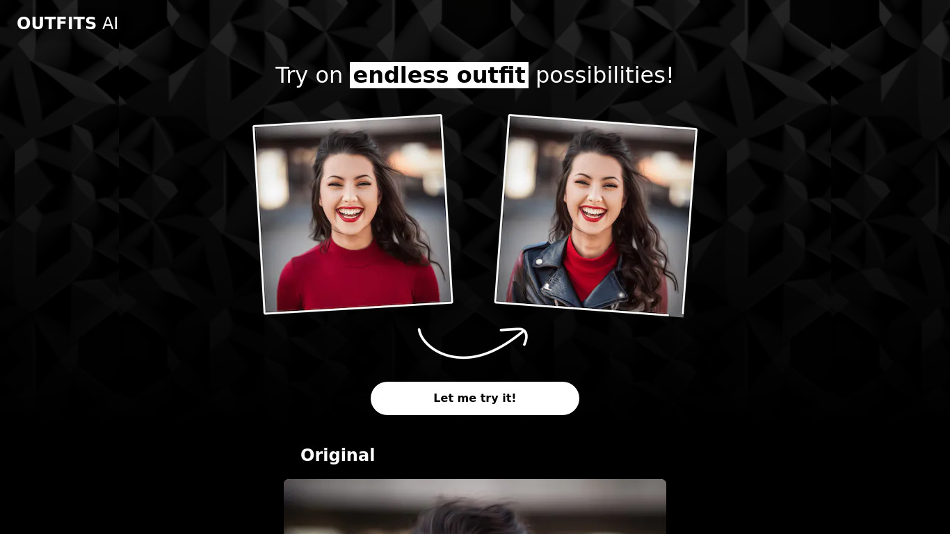 Outfits AI Landing page
