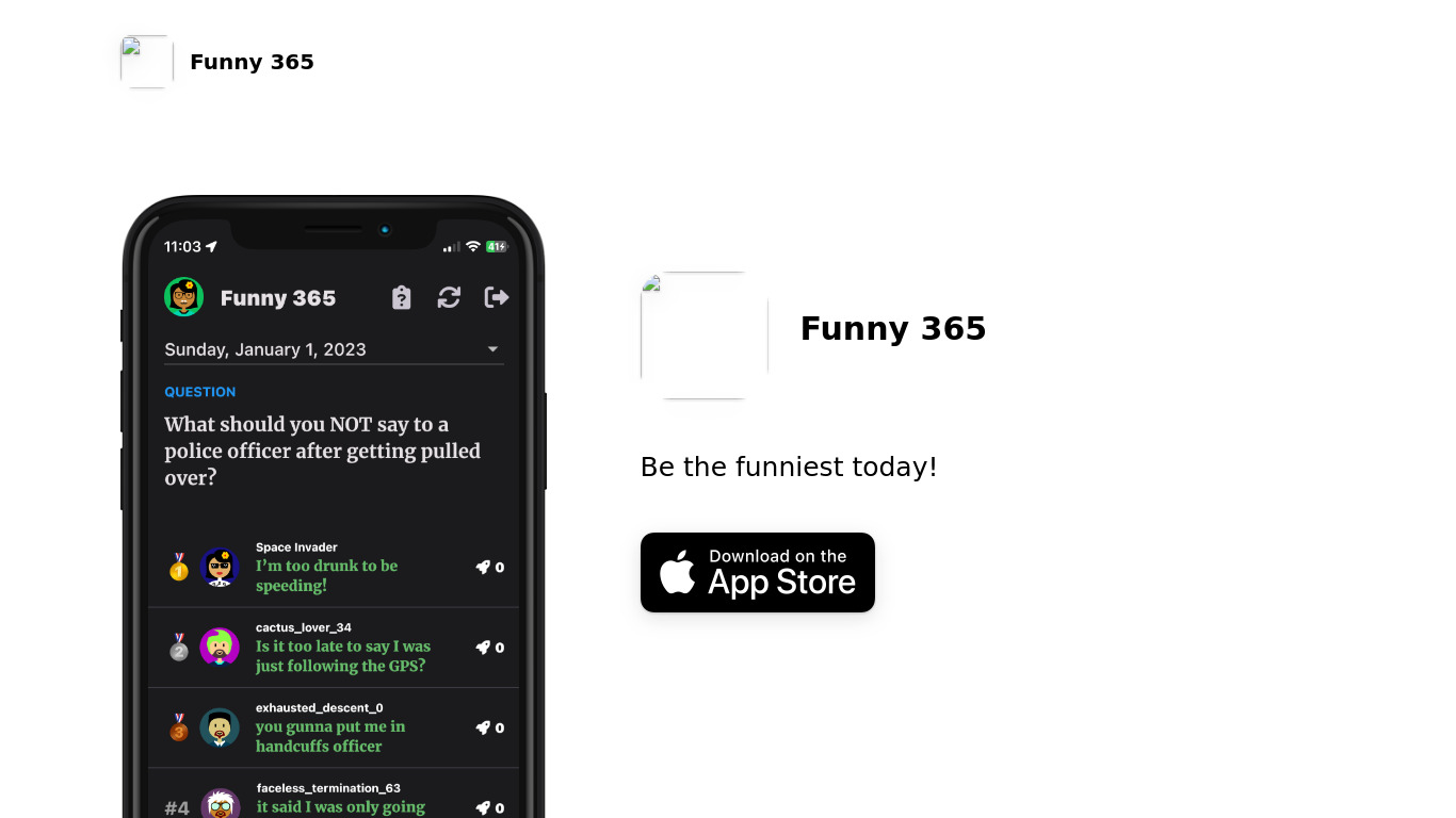 Funny365 Landing page
