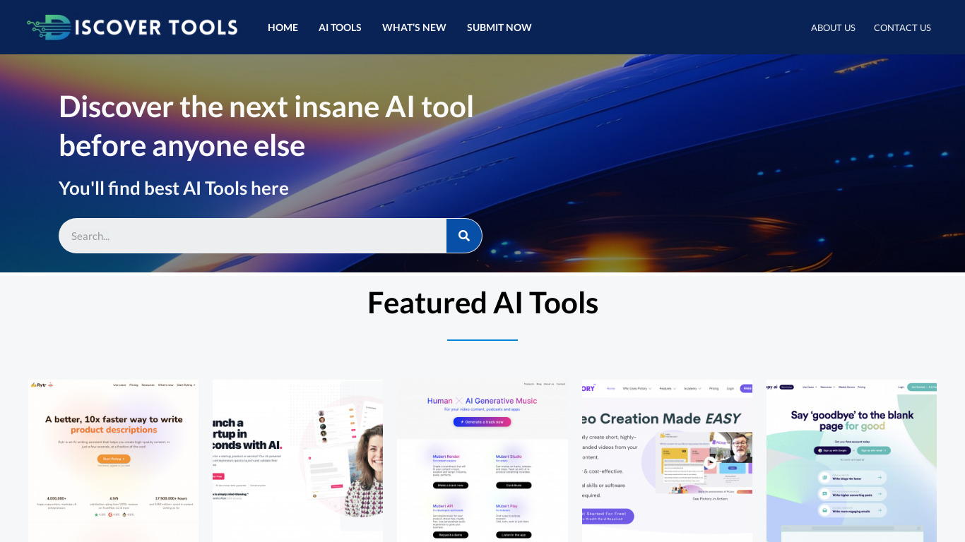 Discovertools.io Landing page