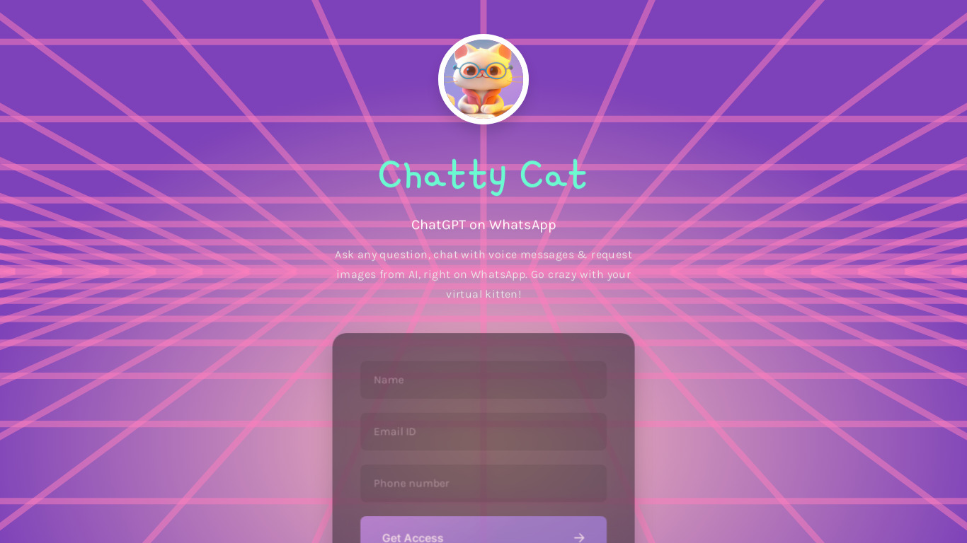 Chatty Cat Landing page