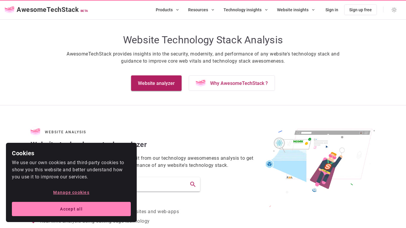 AwesomeTechStack Landing page
