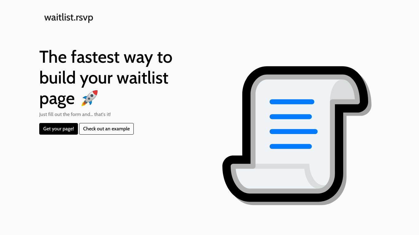 waitlist.rsvp Landing page