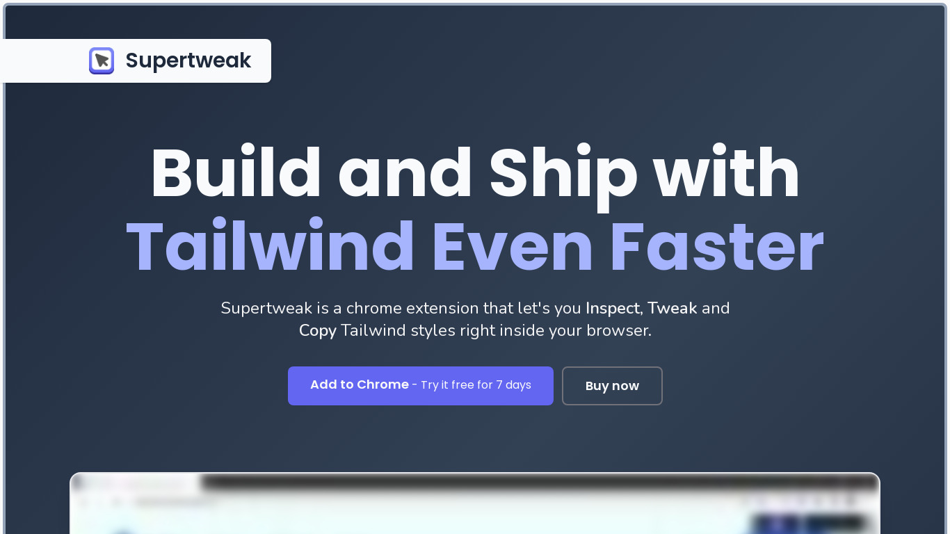 Supertweak Tailwind editor Landing page
