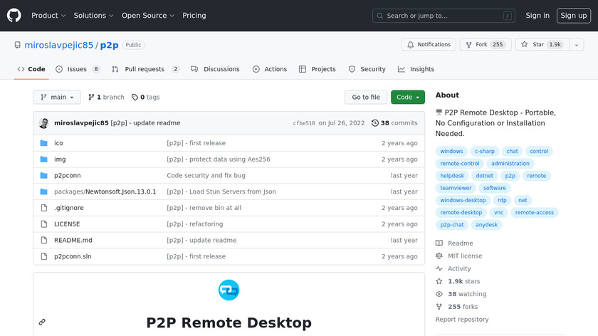 P2P Remote Desktop Landing Page