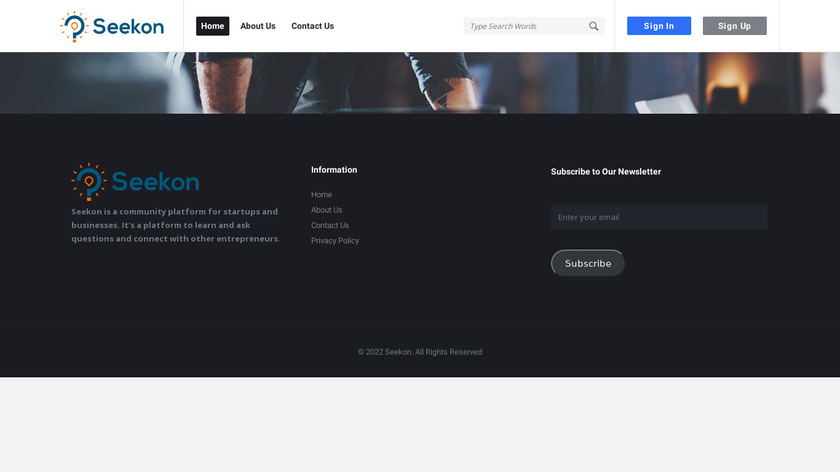 Seekon Landing Page
