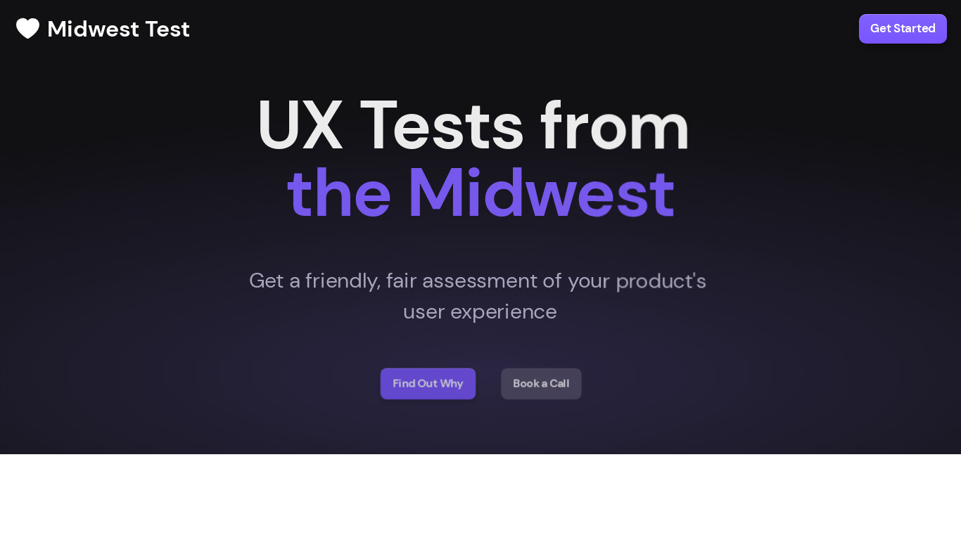 Midwest Test Landing page