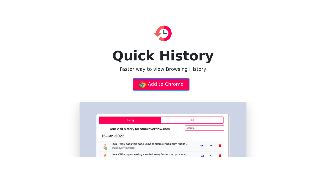 Quick History Landing page