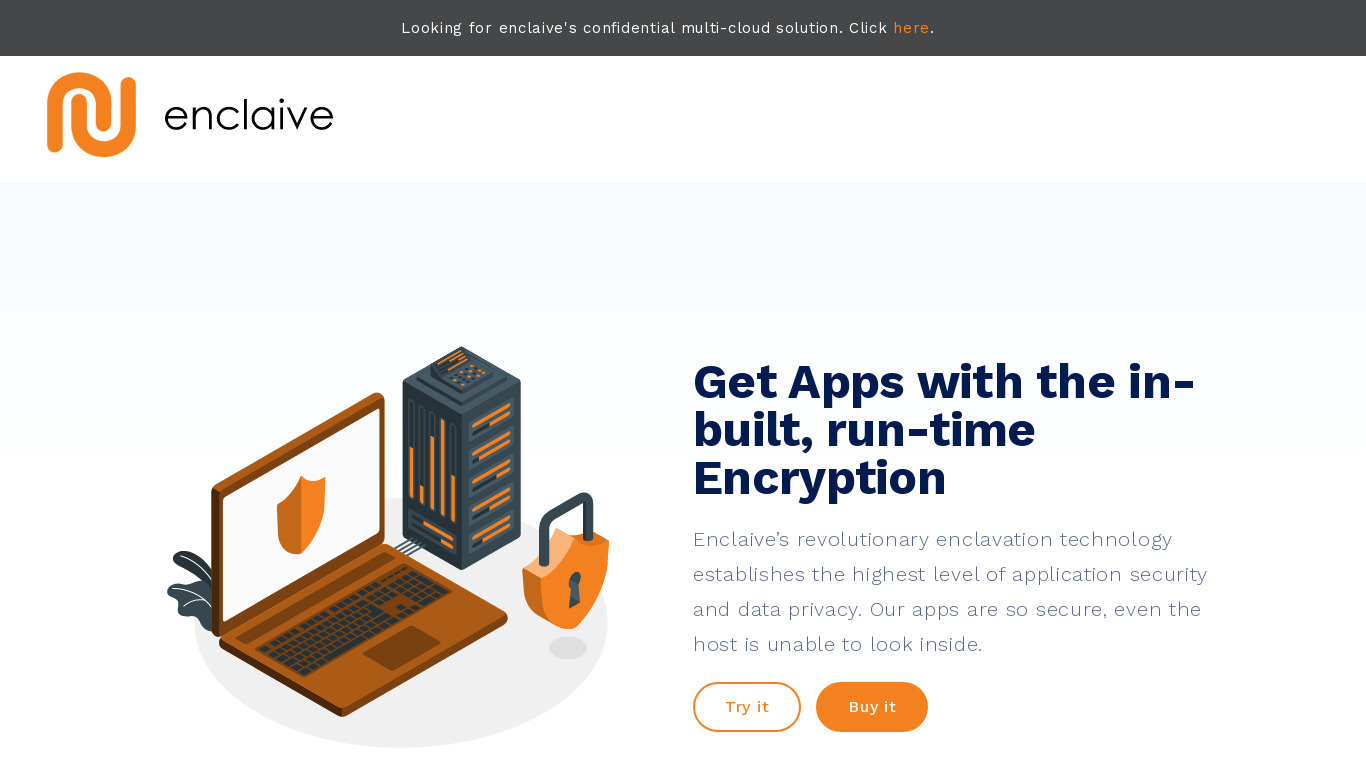 Enclaive.io Landing page