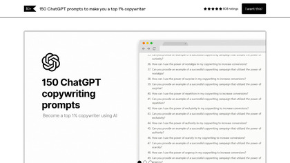 150 ChatGPT Copywriting Prompt Bundle screenshot