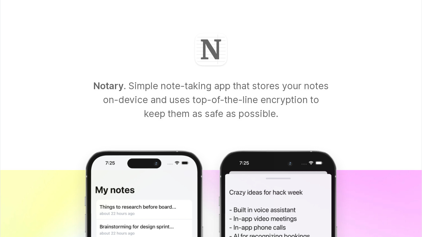 Notary for iOS Landing page
