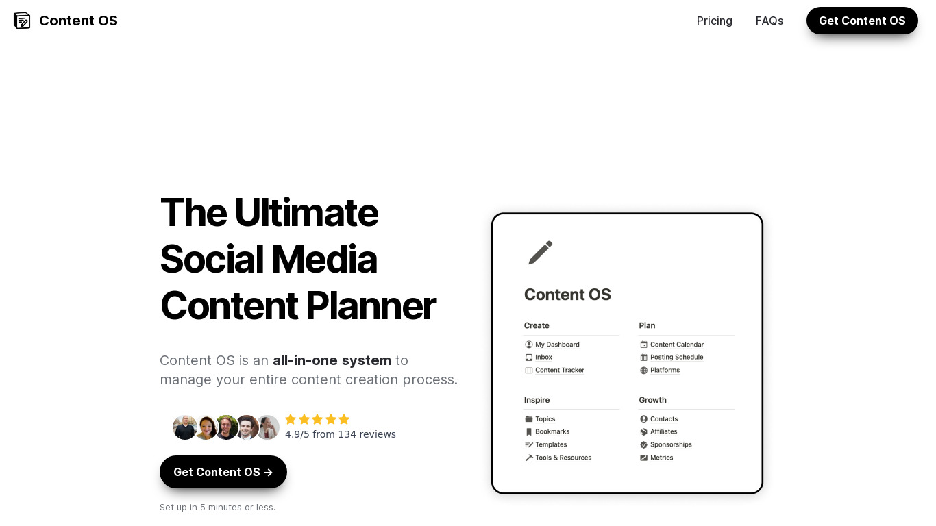 Content Operating System Landing page