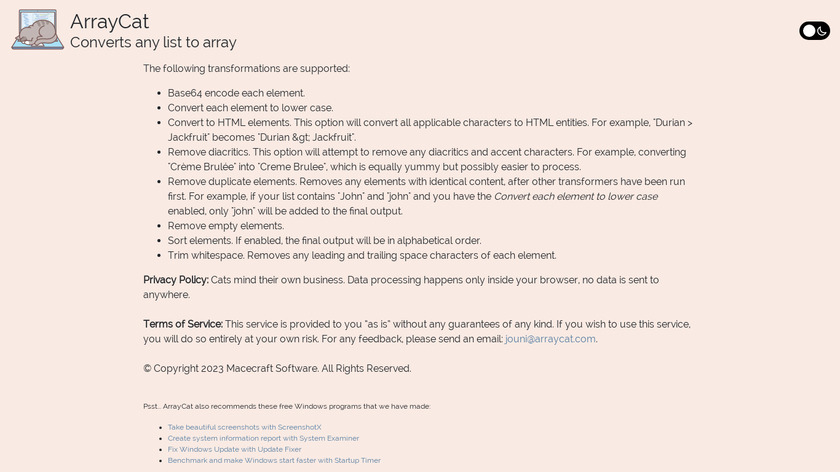 ArrayCat Landing Page