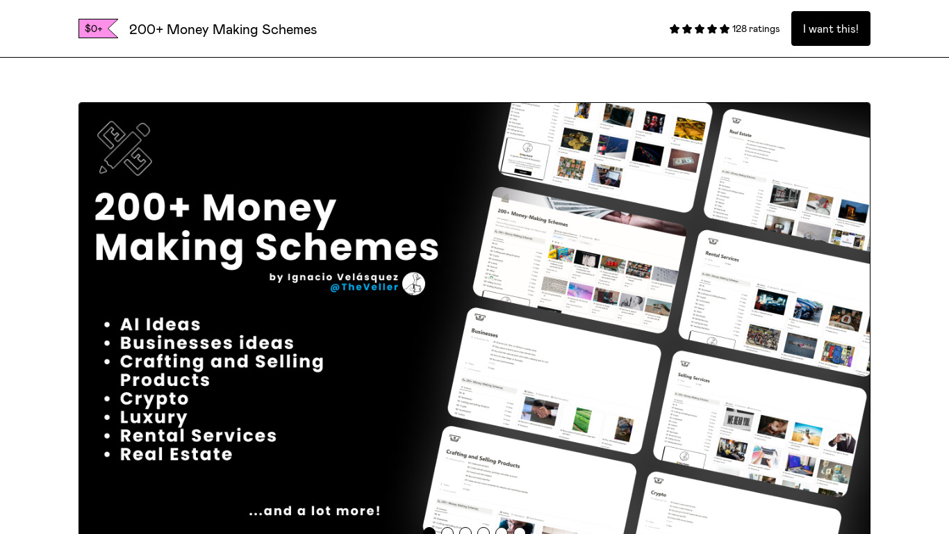 200+ Money Making Schemes Landing page