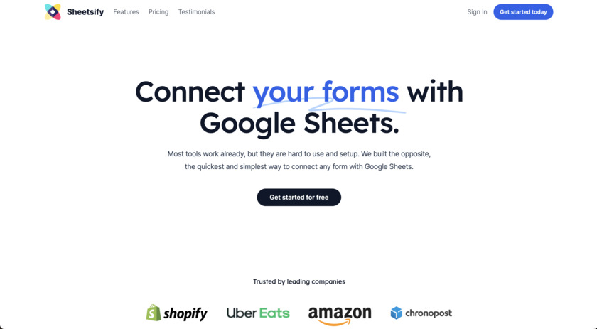 Sheetsify Landing Page