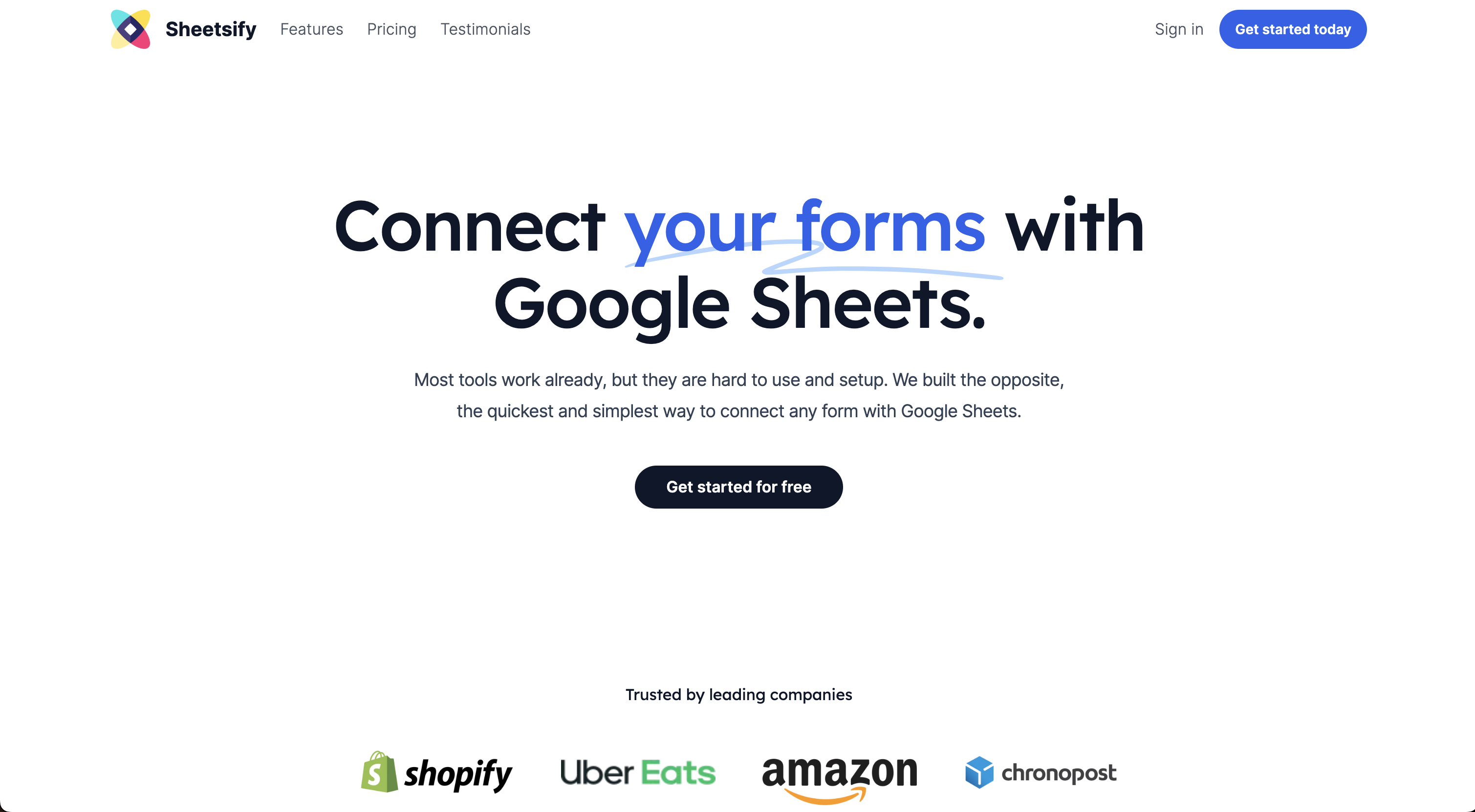 Sheetsify Landing page