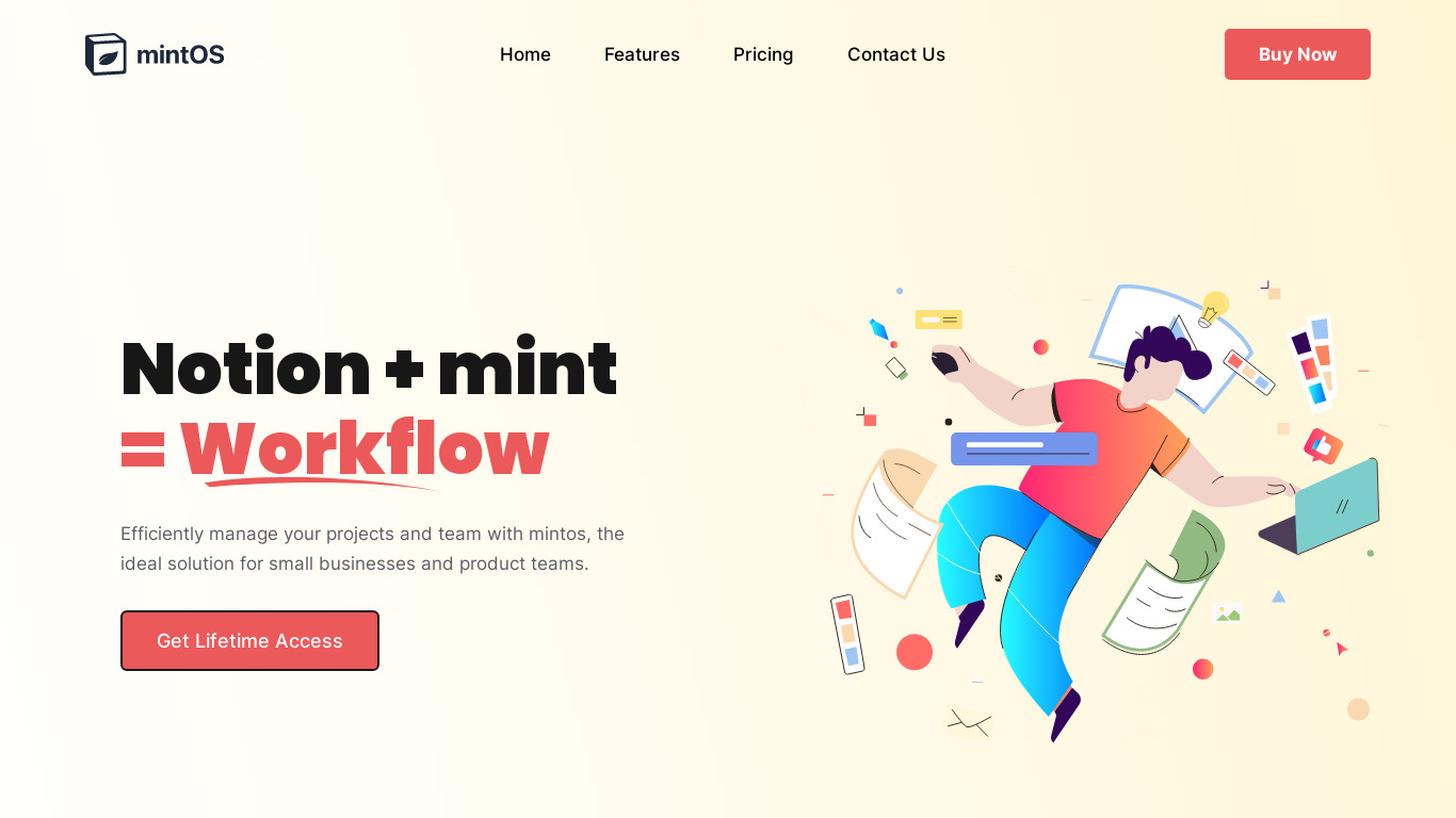 MintOS : Project Management System Landing page