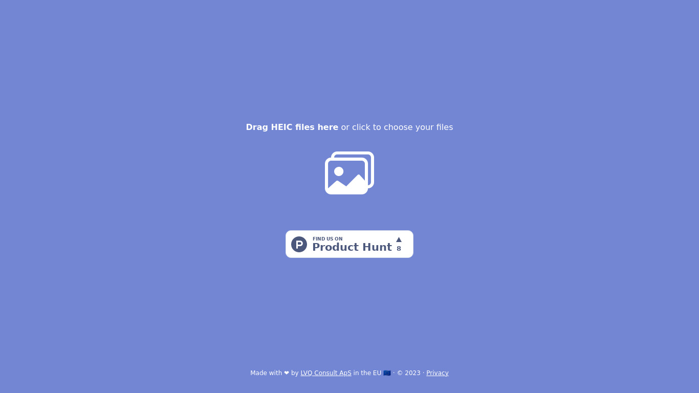 HEIC Convert Landing page