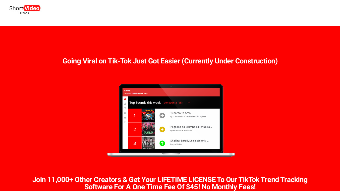 TikTok Trends Tracker - ShortVideoTrends Landing page